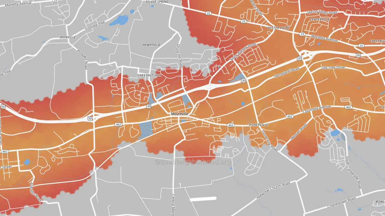 Transit Grade map of Mountville, PA