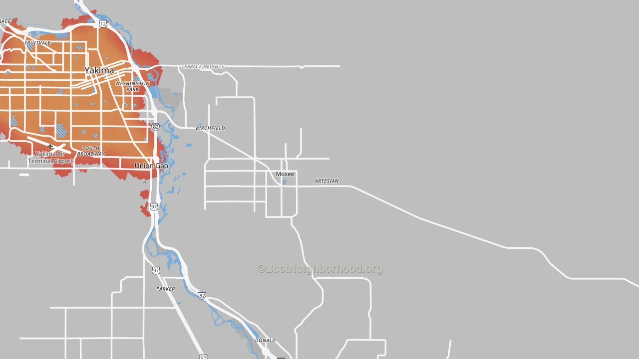Transit Grade map of Moxee, WA