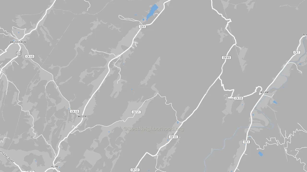 Transit Grade map of Mozer, WV