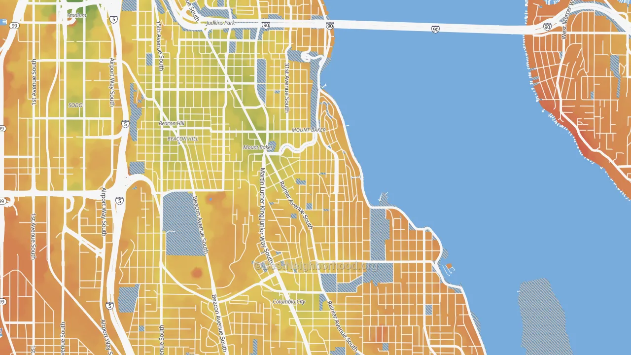 Transit Grade map of Mt. Baker, Seattle, WA