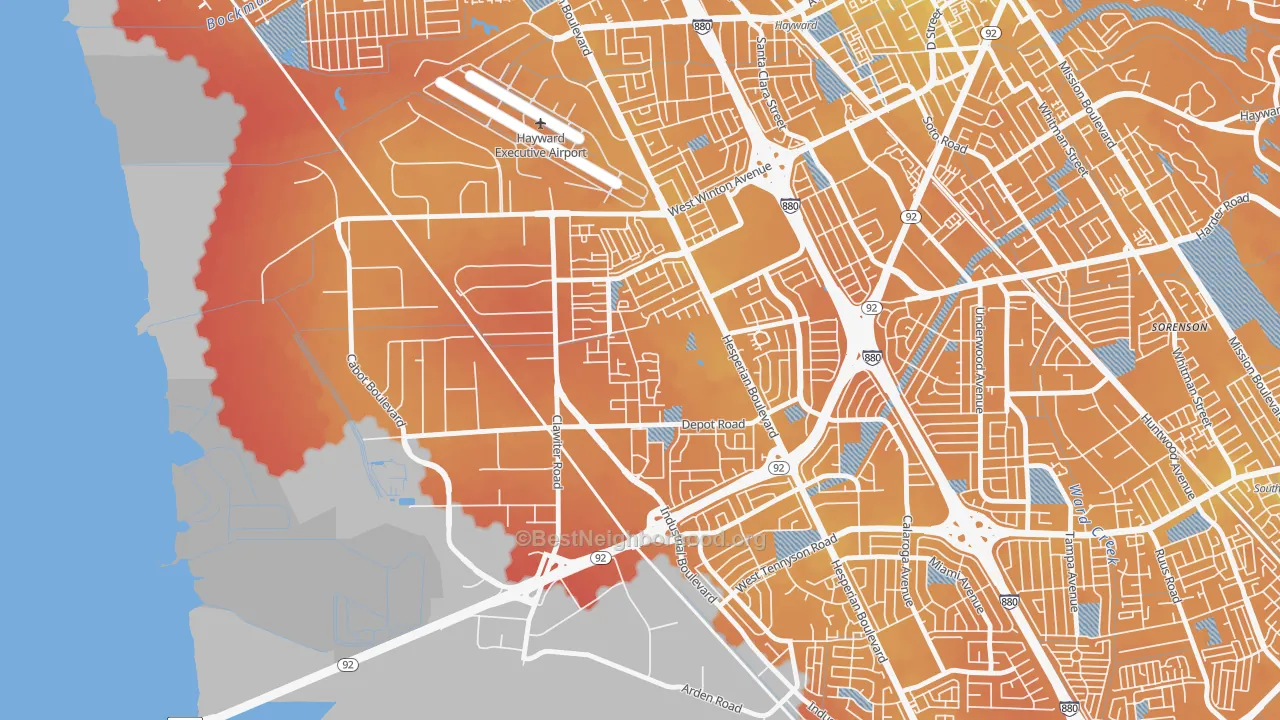Transit Grade map of Mt Eden, Hayward, CA