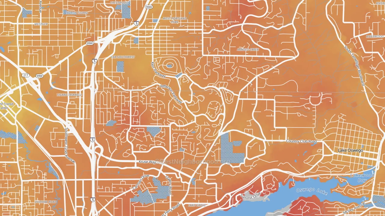 Transit Grade map of Mt. Park, Lake Oswego, OR