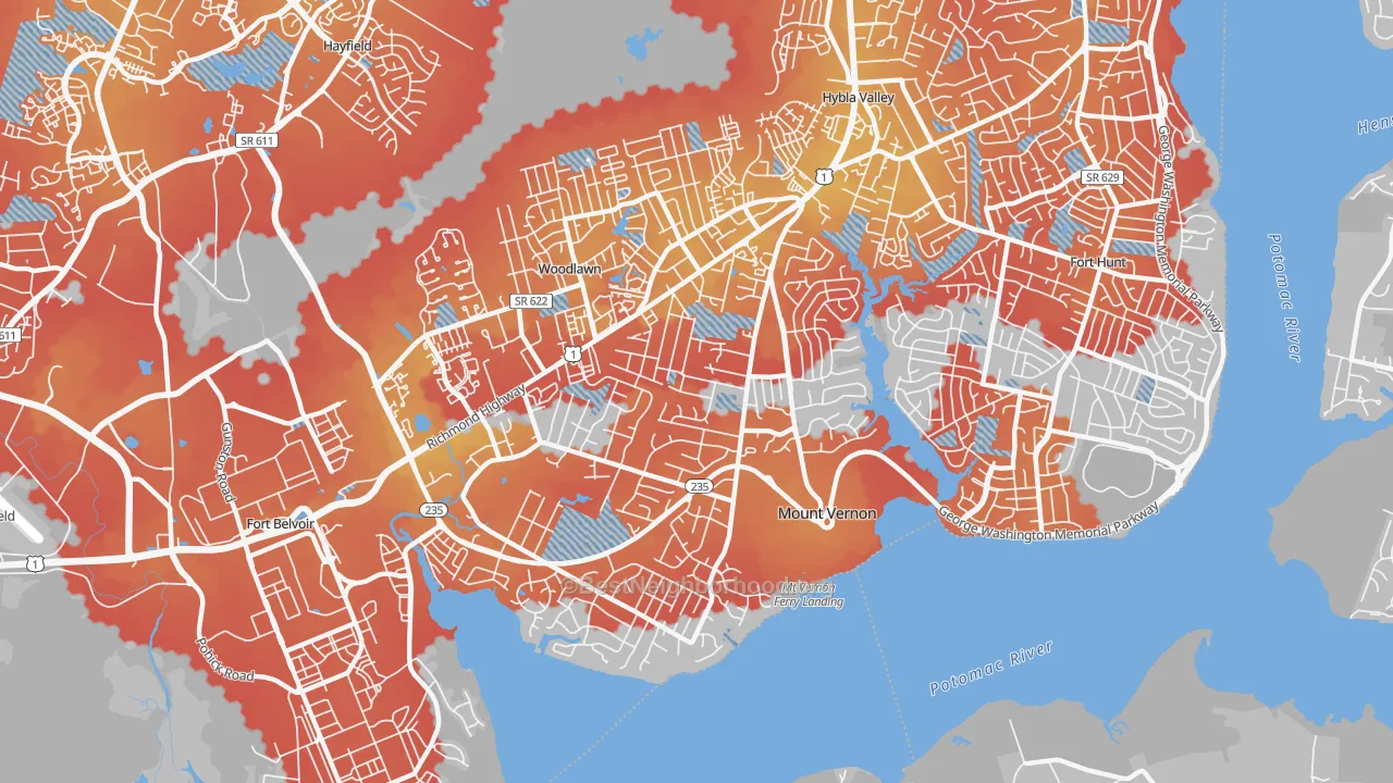 Transit Grade map of Mt Vernon, Mount Vernon, VA
