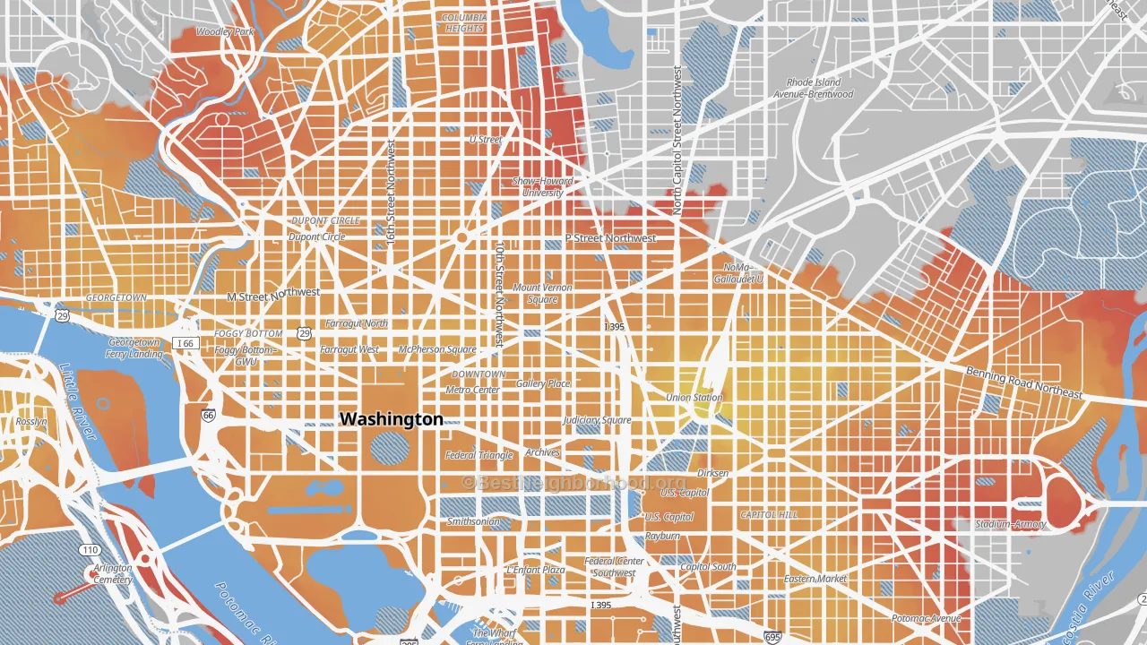 Transit Grade map of Mt Vernon Square, Washington, DC