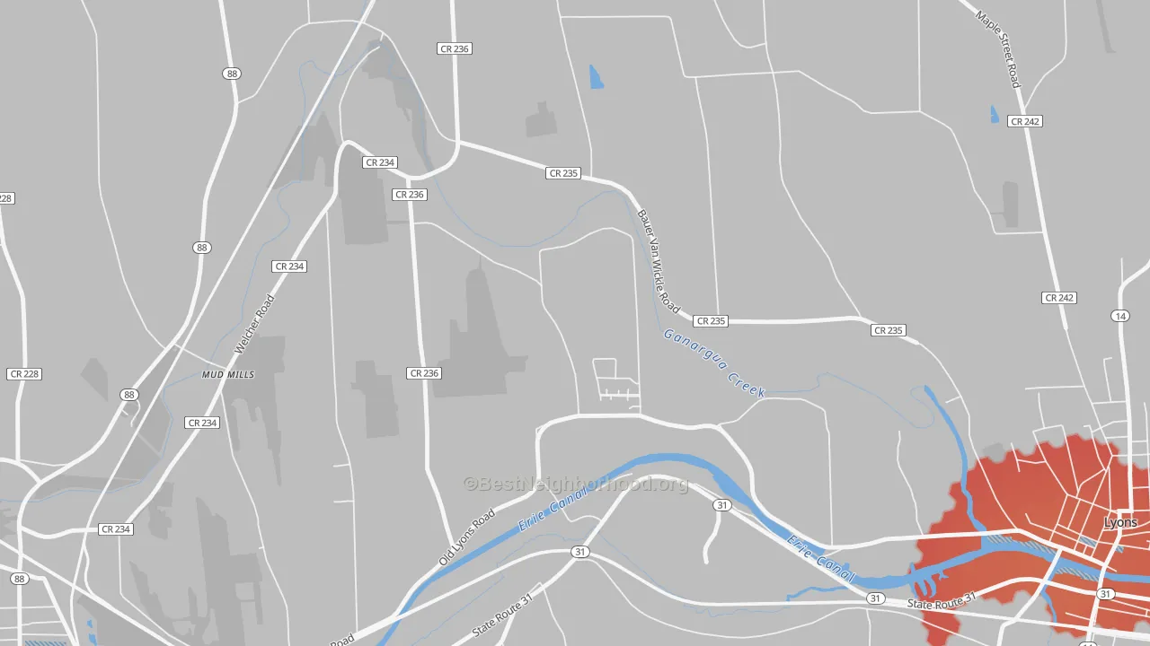 Transit Grade map of Mud Mills, NY