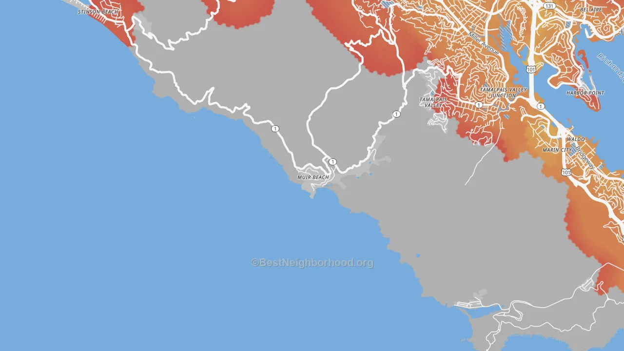 Transit Grade map of Muir Beach, CA