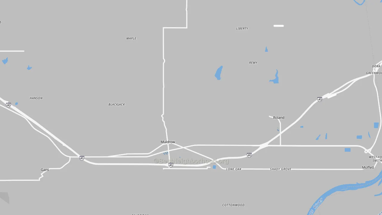 Transit Grade map of Muldrow, OK