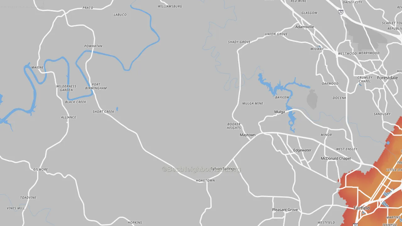 Transit Grade map of Mulga, AL
