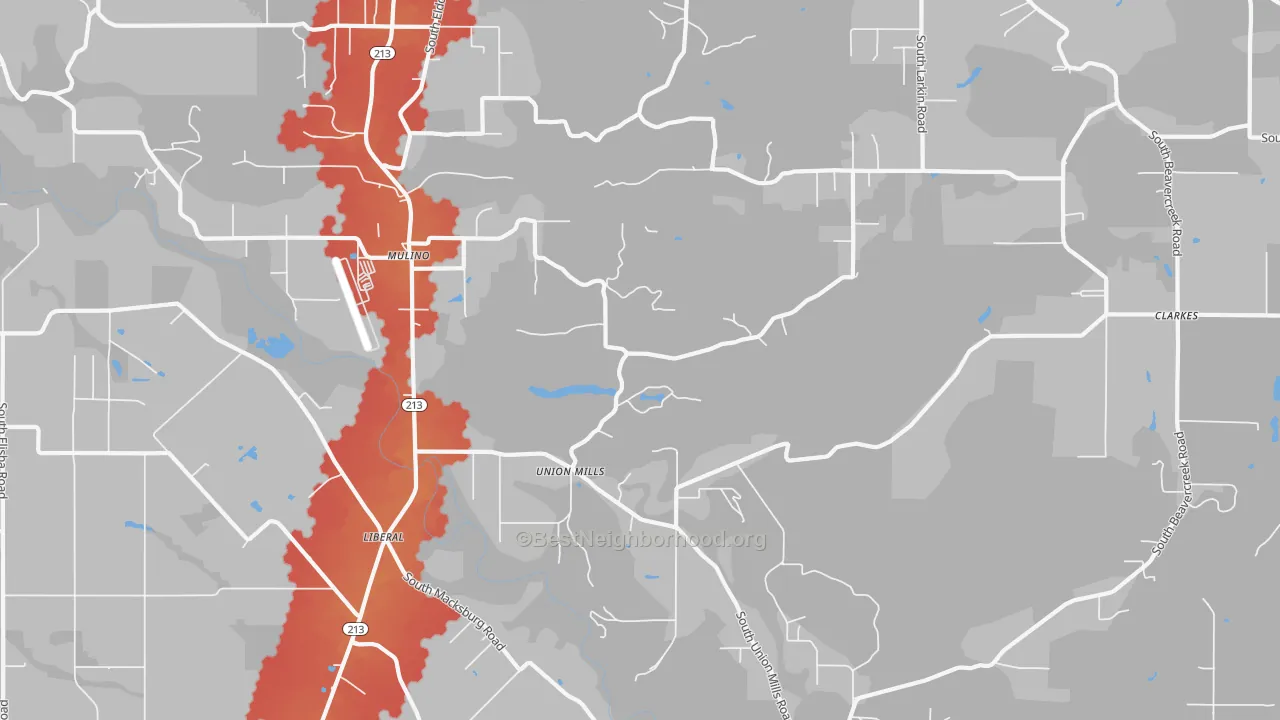 Transit Grade map of Mulino, OR