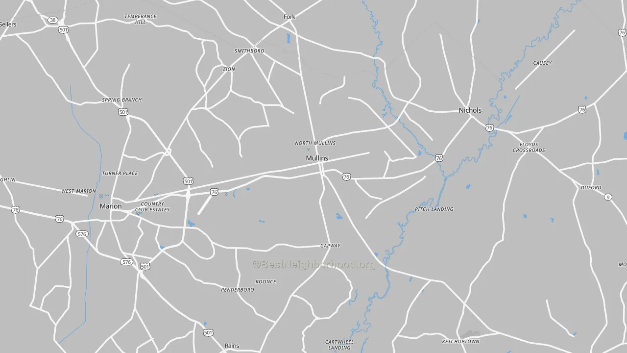 Transit Grade map of Mullins, SC