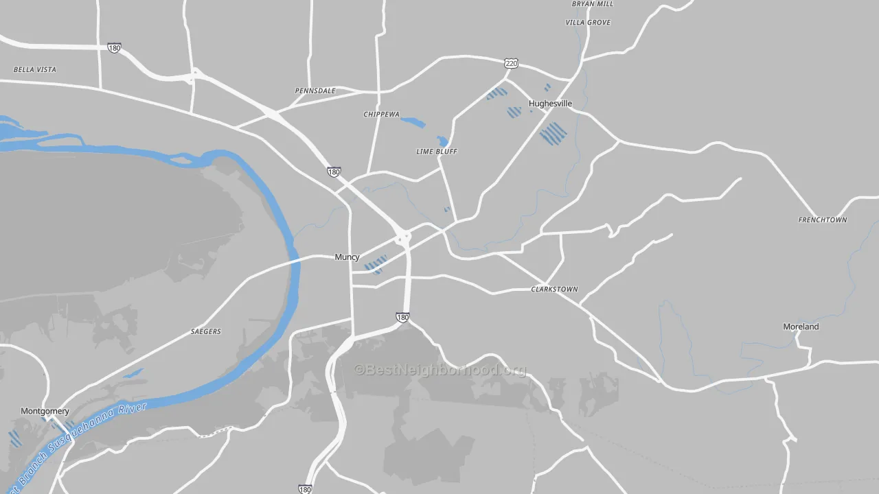 Transit Grade map of Muncy, PA