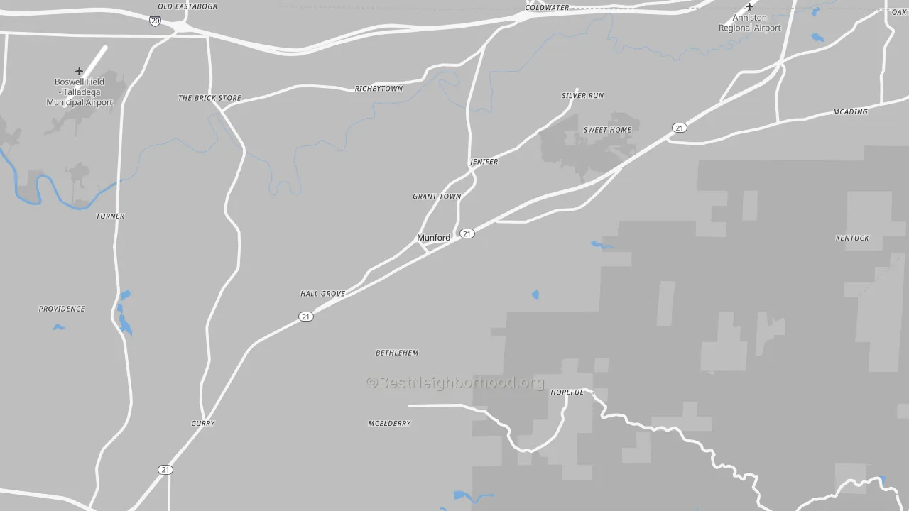 Transit Grade map of Munford, AL