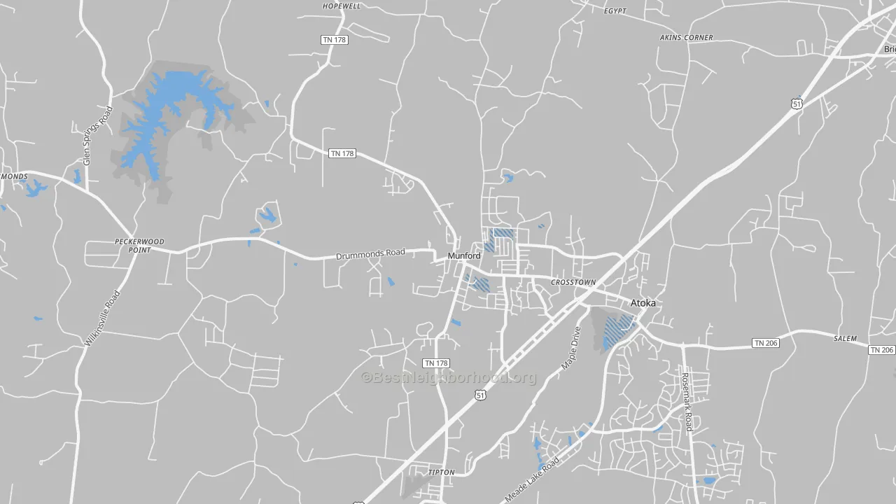 Transit Grade map of Munford, TN