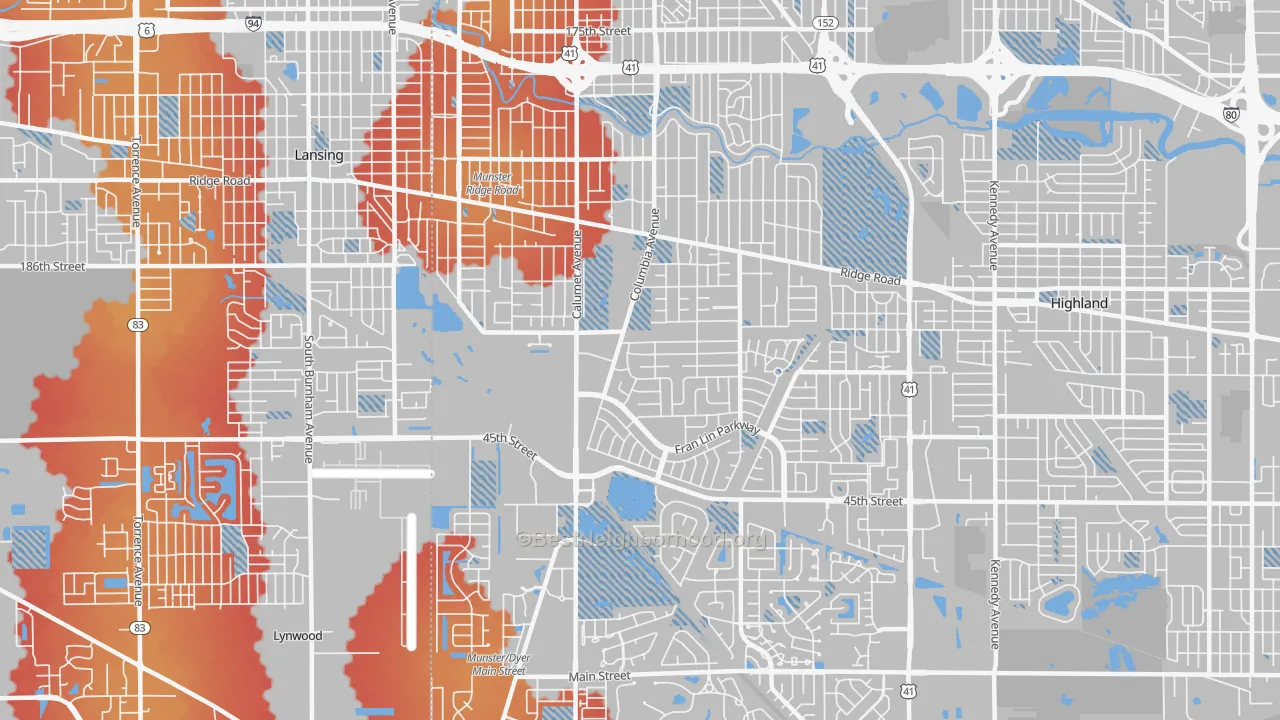 Transit Grade map of Munster, IN