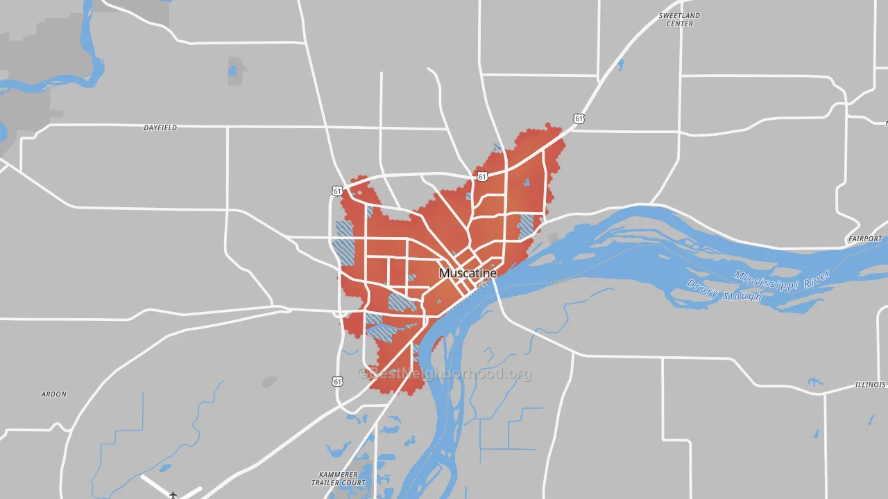 Transit Grade map of Muscatine, IA