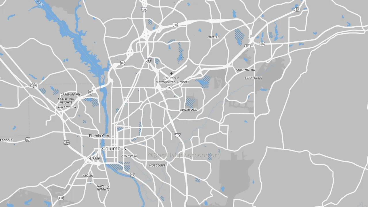 Transit Grade map of Muscogee County, GA