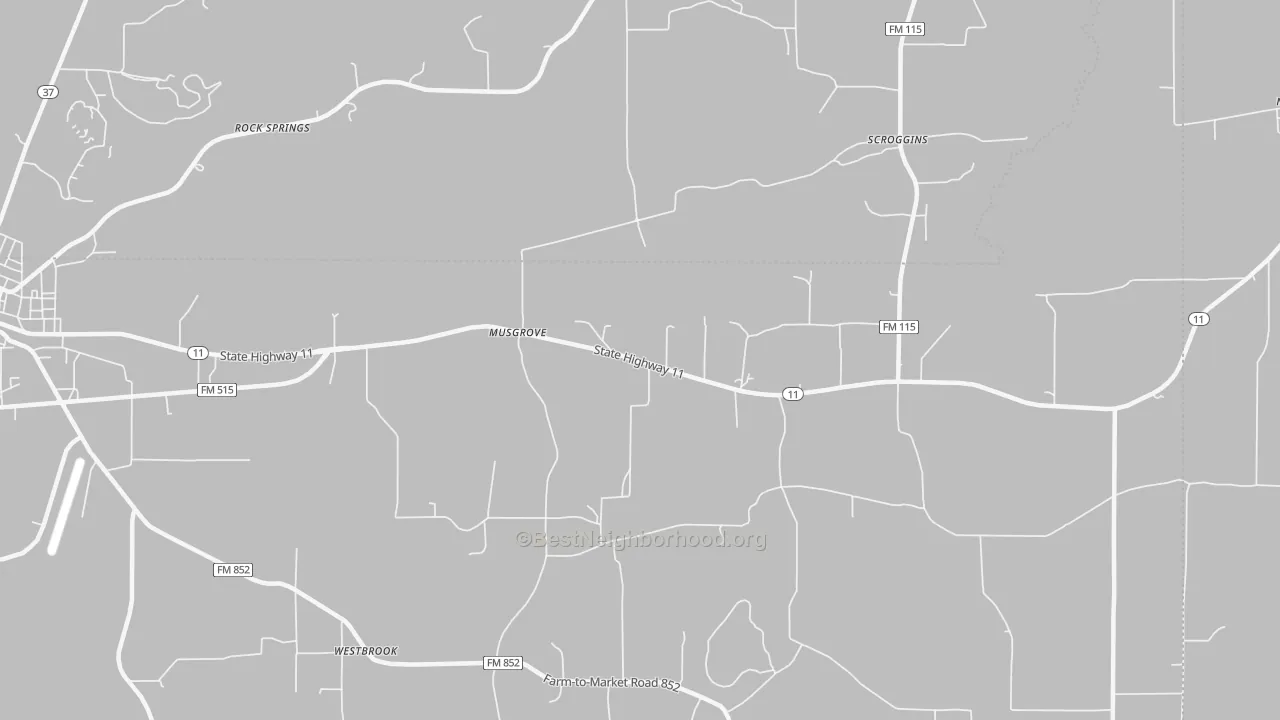 Transit Grade map of Musgrove, TX