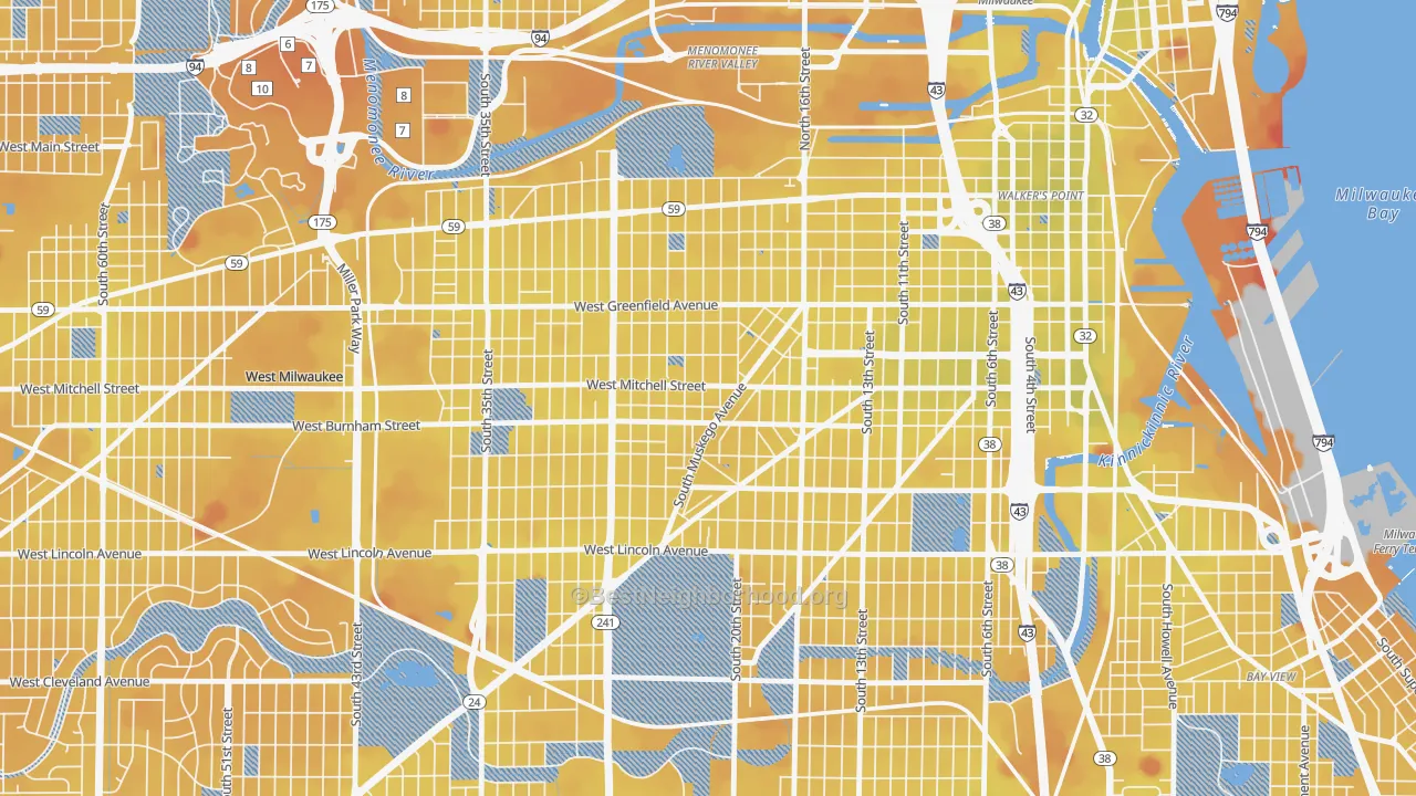 Transit Grade map of Muskego Way, Milwaukee, WI