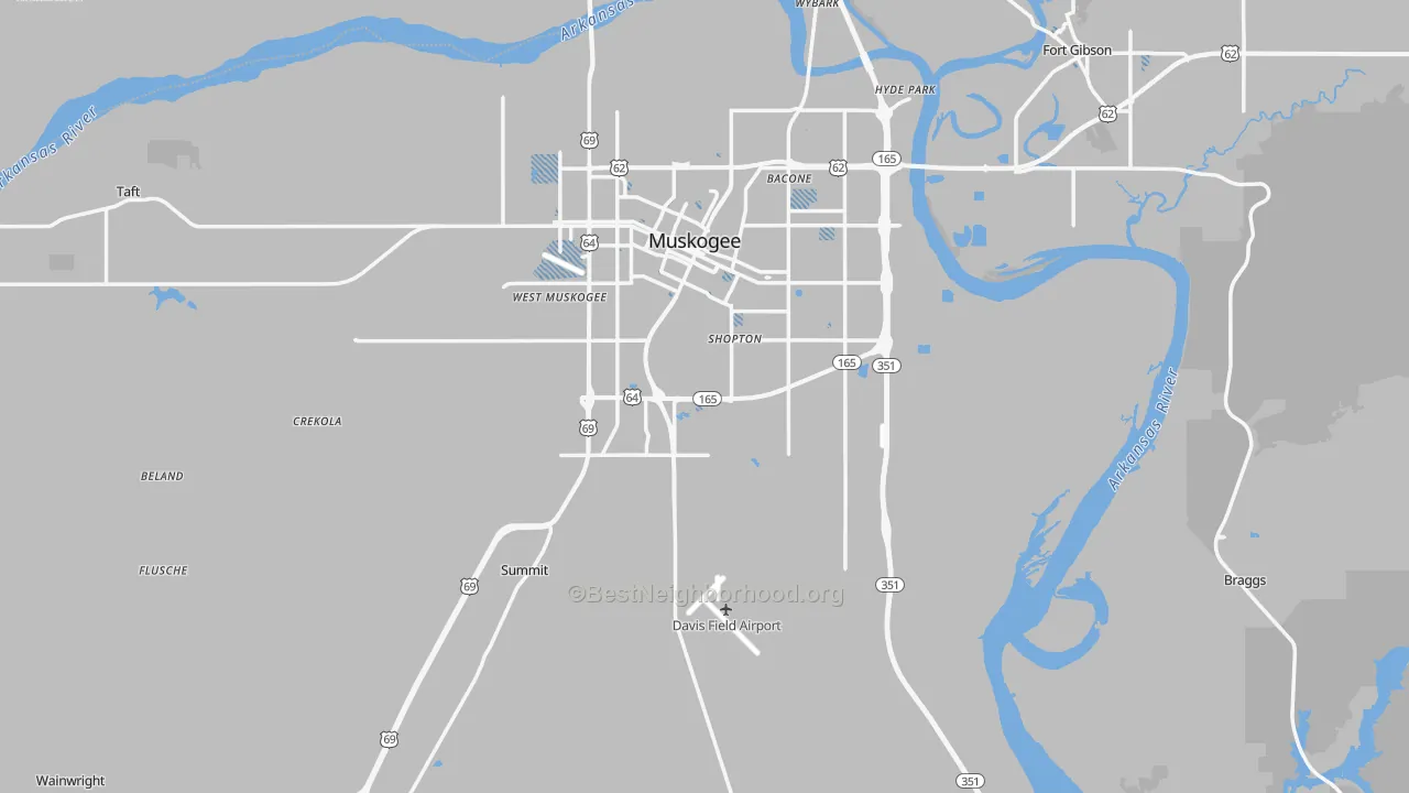 Transit Grade map of Muskogee County, OK