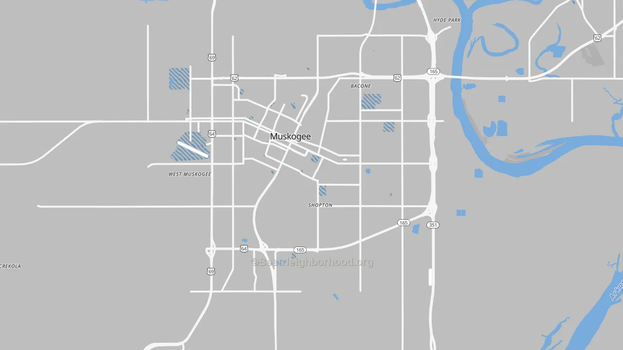 Transit Grade map of Muskogee, OK