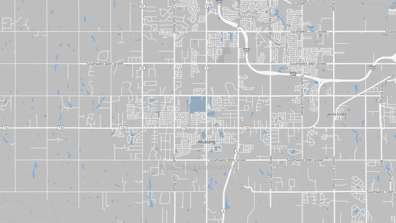 Transit Grade map of Mustang, OK