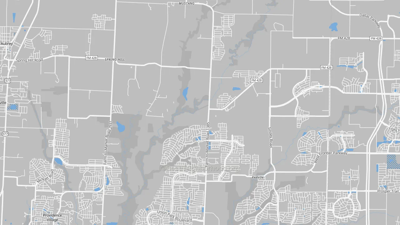 Transit Grade map of Mustang, TX