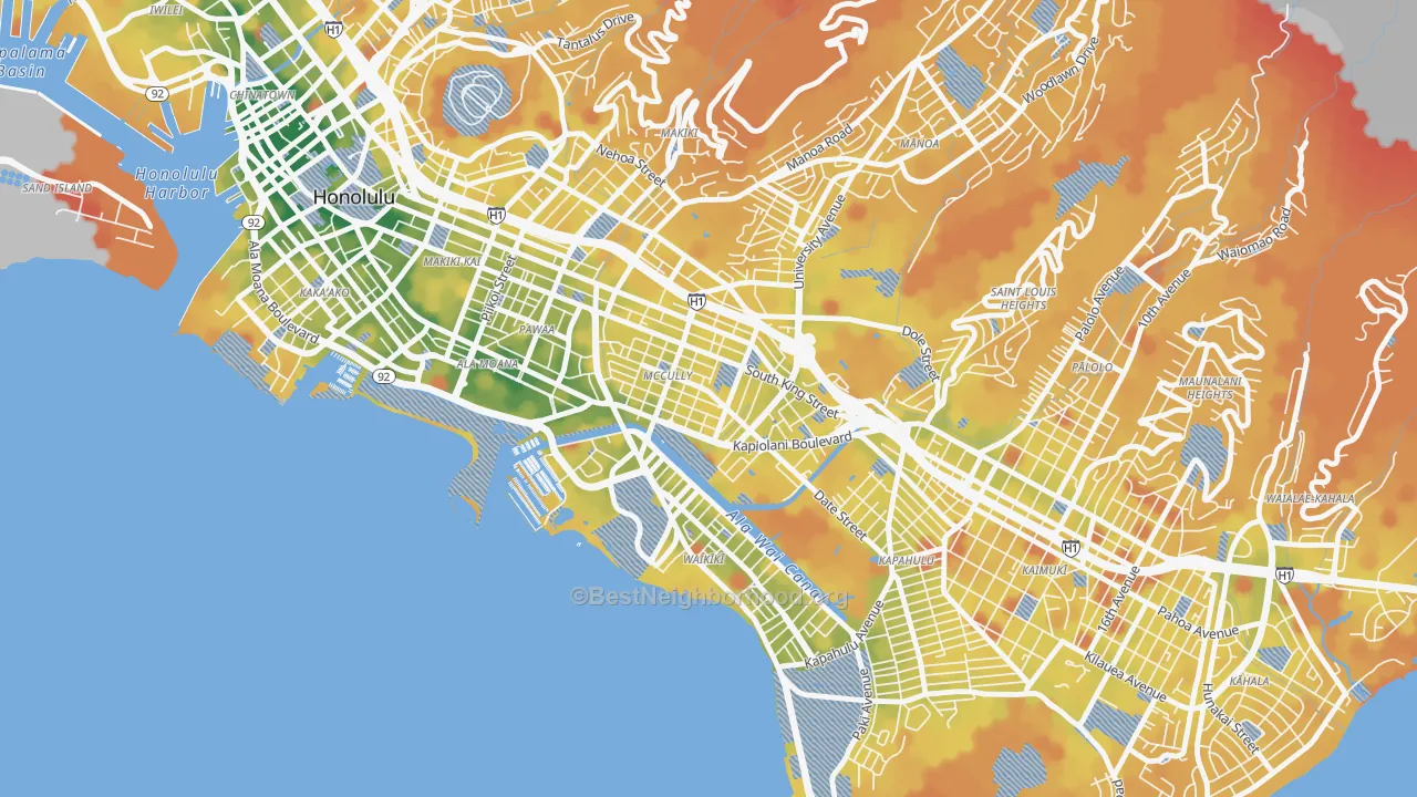Transit Grade map of Mxcully-Moiliili, Honolulu, HI