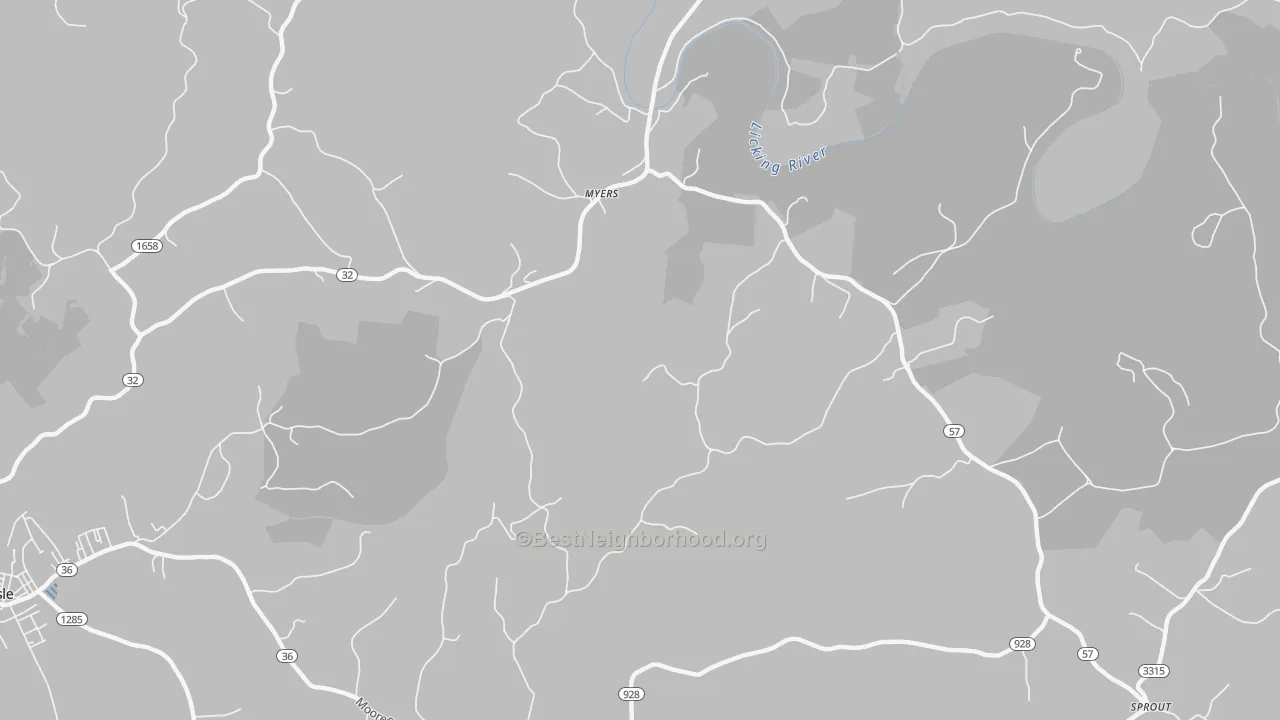 Transit Grade map of Myers, KY