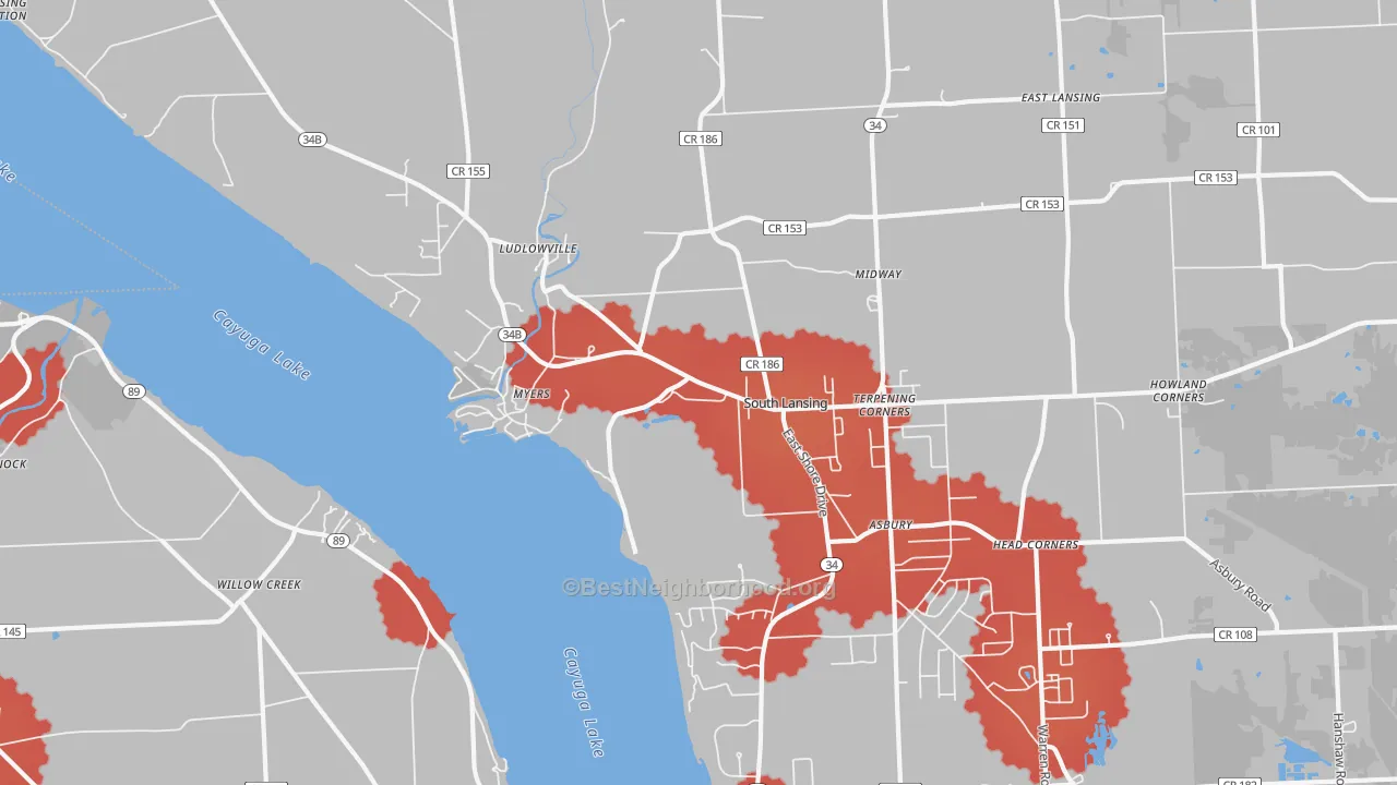 Transit Grade map of Myers, NY