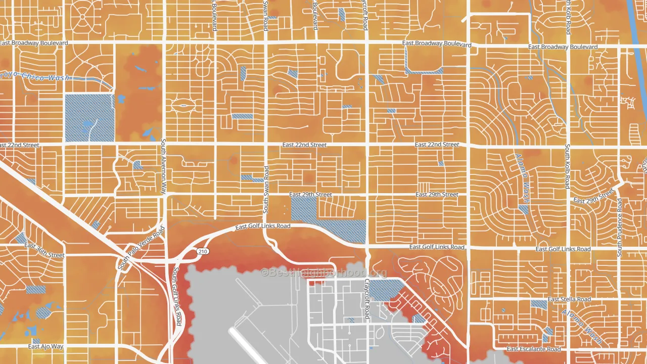 Transit Grade map of Myers, Tucson, AZ