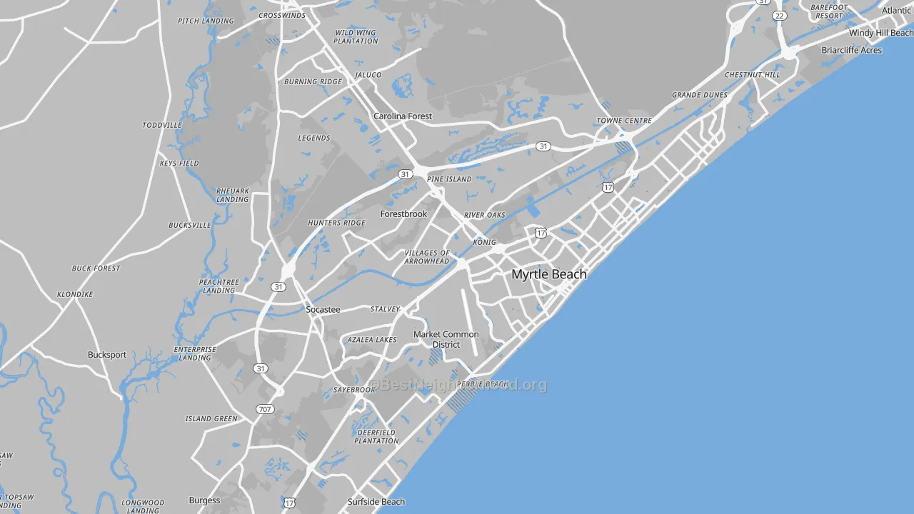 Transit Grade map of Myrtle Beach, SC
