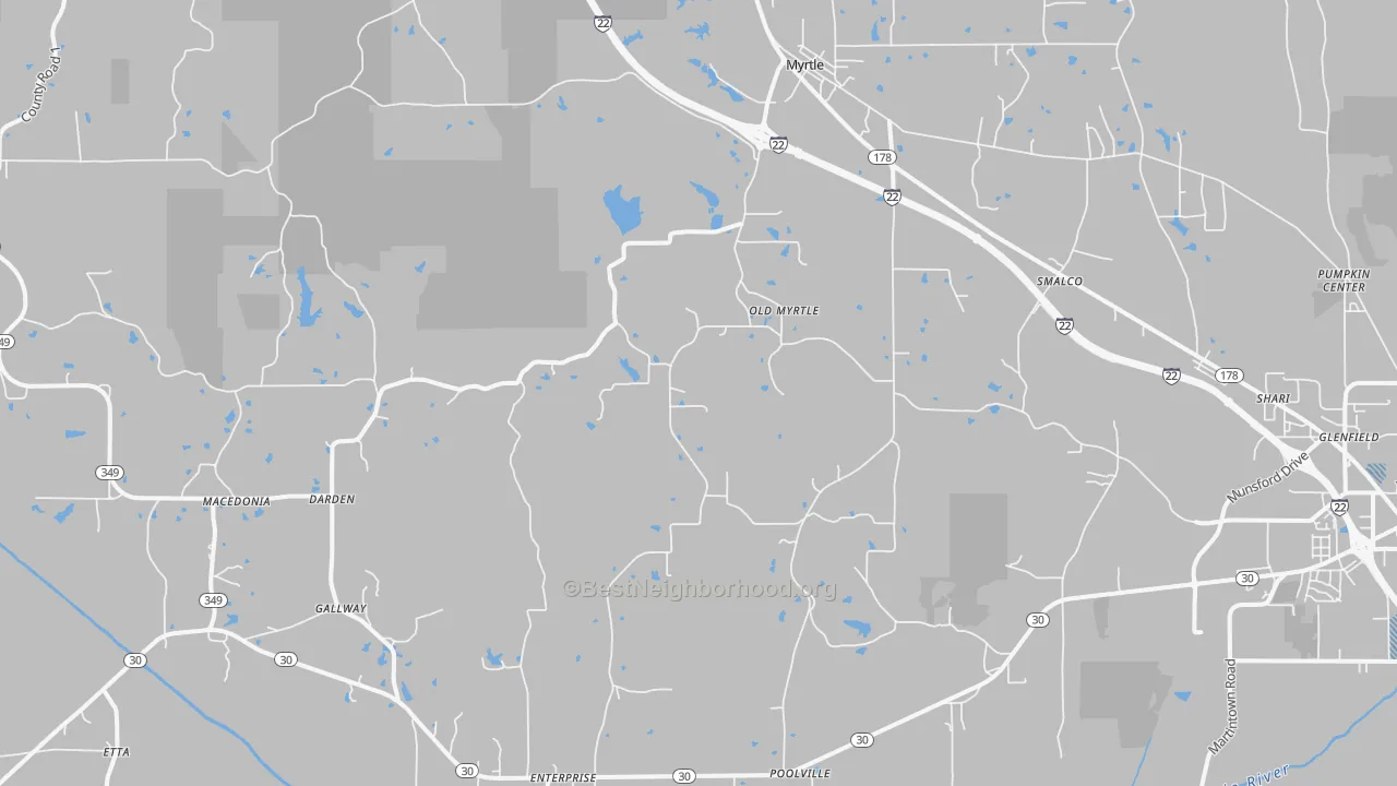 Transit Grade map of Myrtle, MS