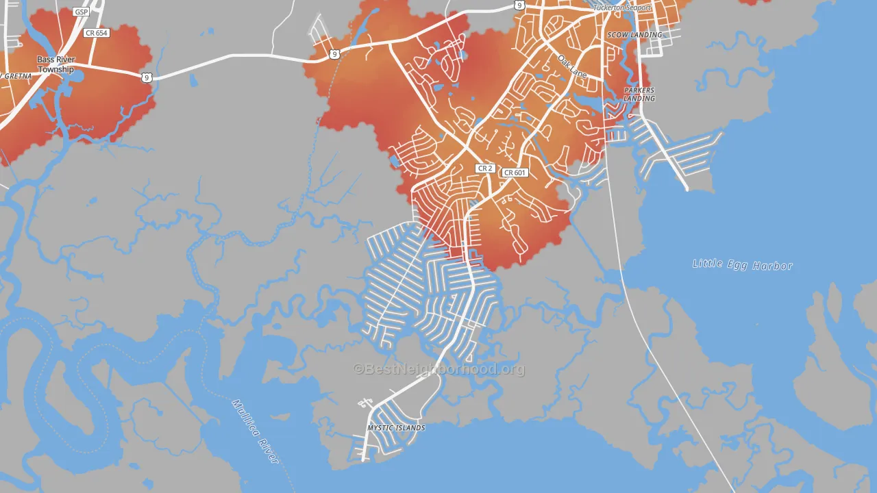 Transit Grade map of Mystic Island, NJ