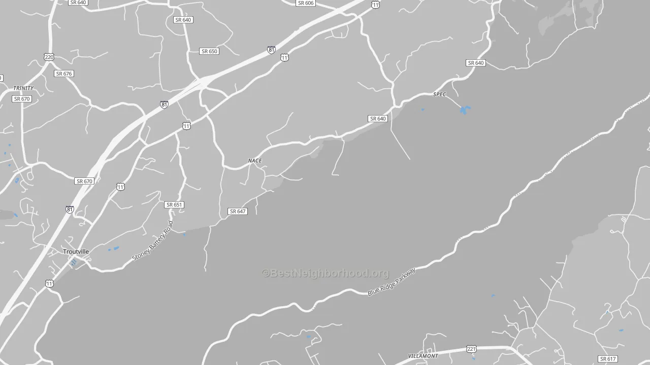Transit Grade map of Nace, VA