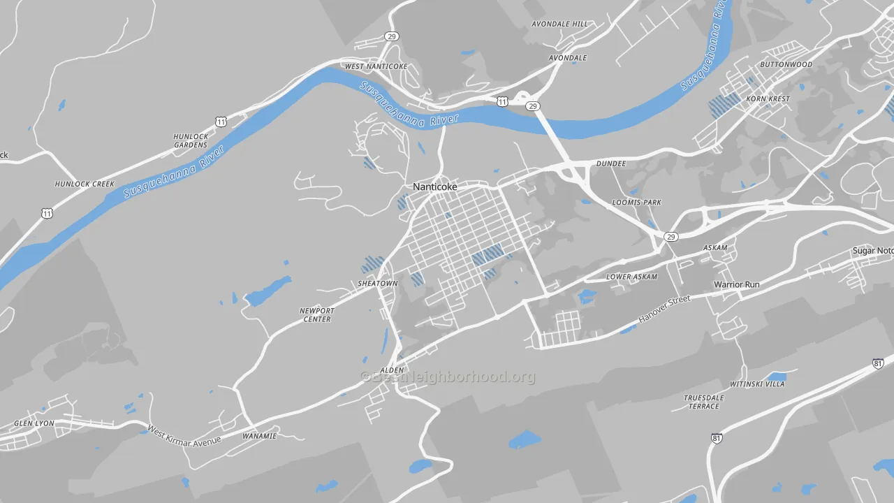 Transit Grade map of Nanticoke, PA