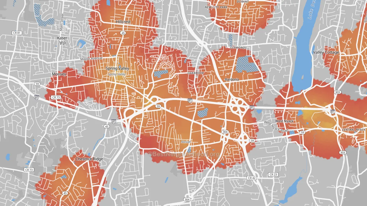 Transit Grade map of Nanuet, NY