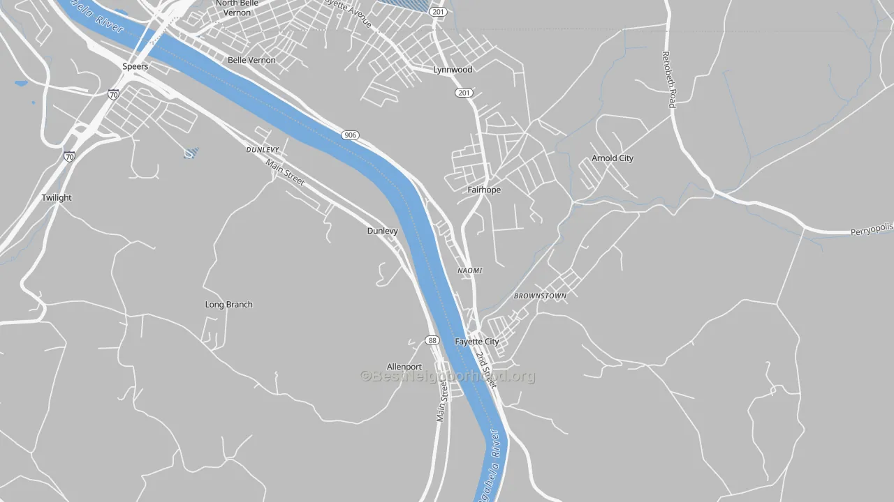Transit Grade map of Naomi, PA