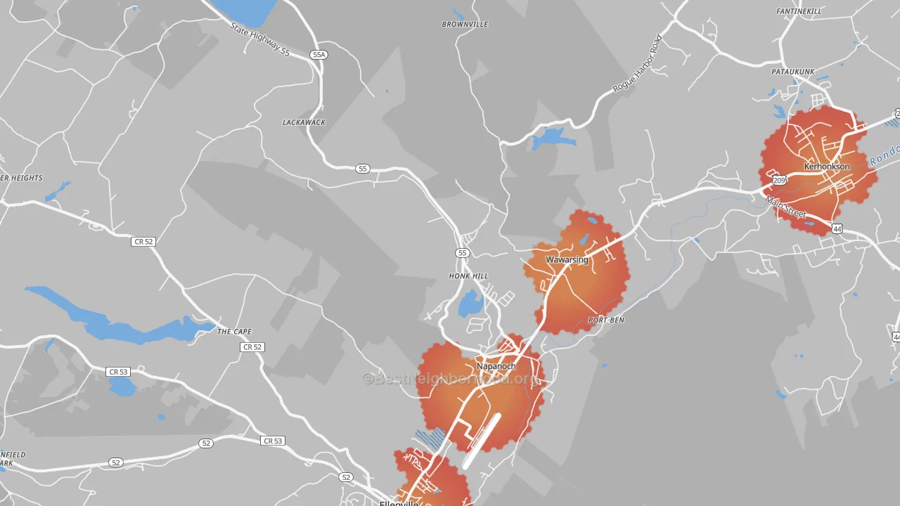 Transit Grade map of Napanoch, NY
