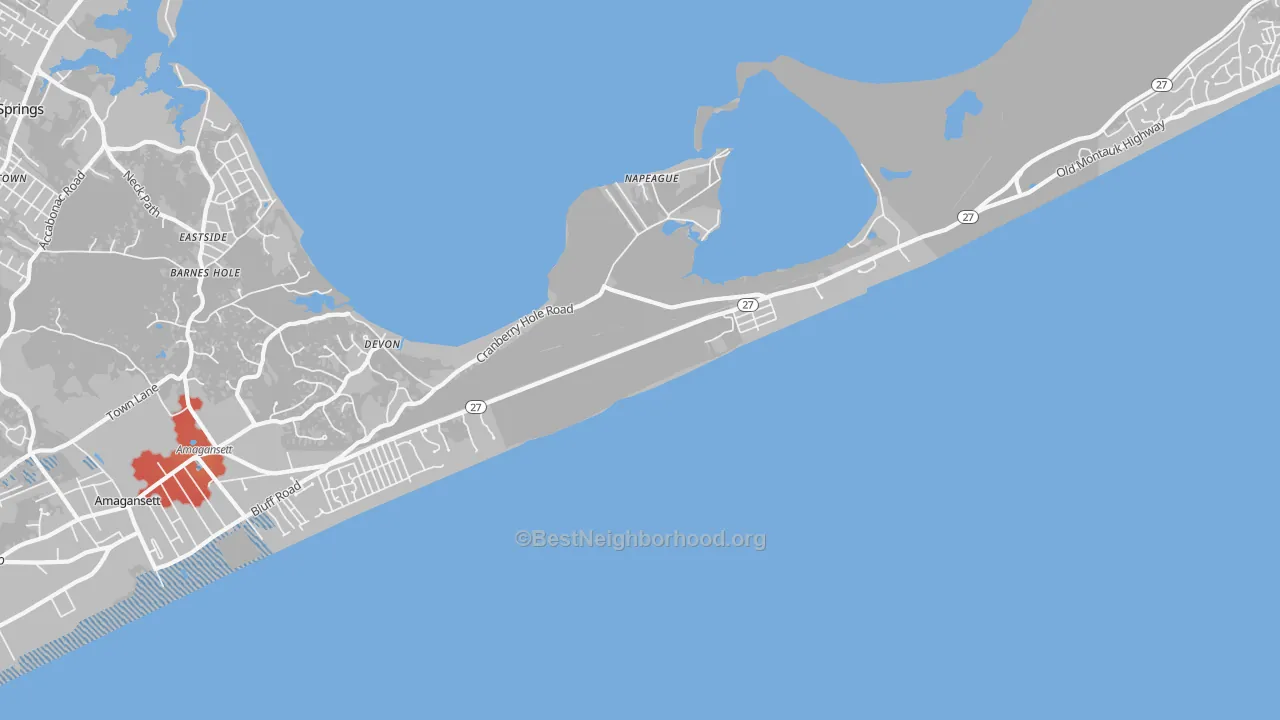 Transit Grade map of Napeague, NY