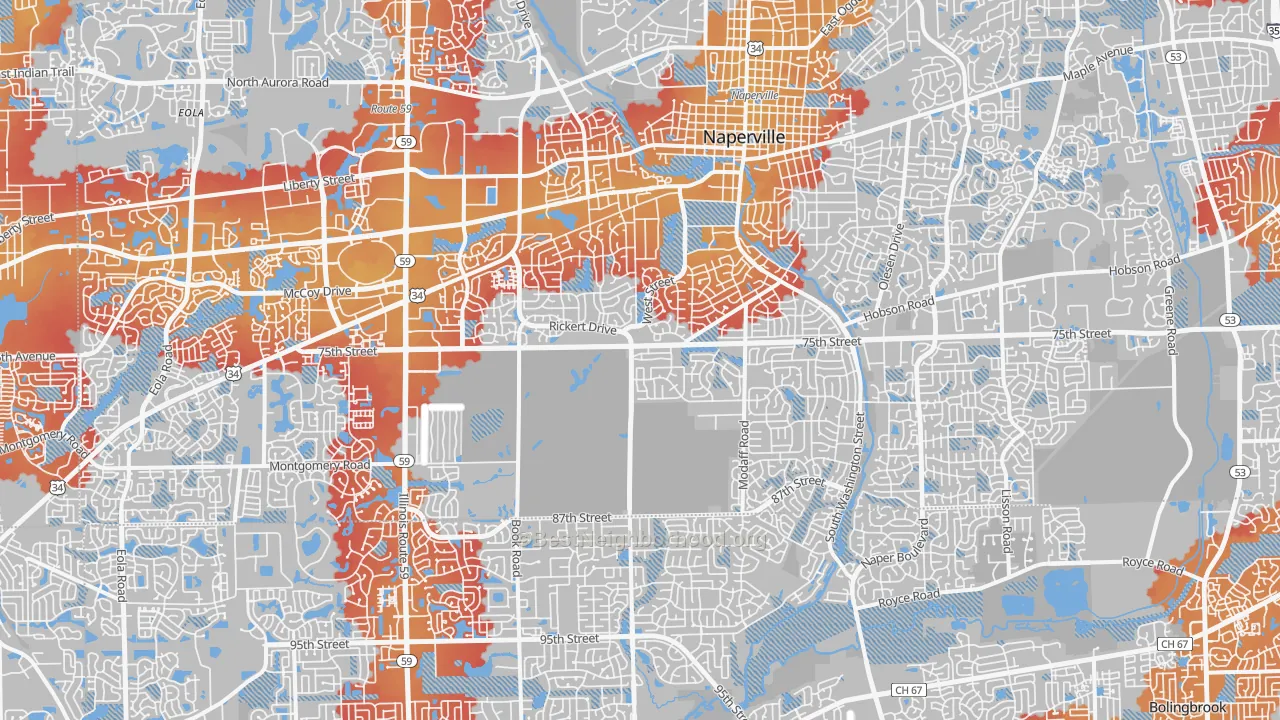 Transit Grade map of Naperville, IL