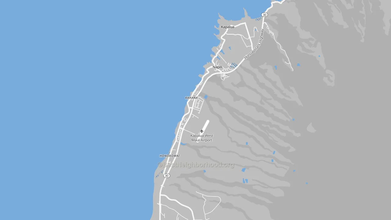 Transit Grade map of Napili-Honokowai, Lahaina, HI