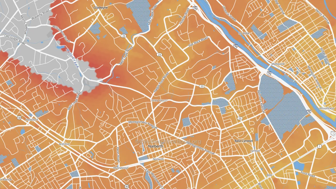 Transit Grade map of Narberth, PA