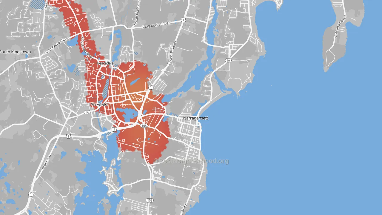 Transit Grade map of Narragansett, RI