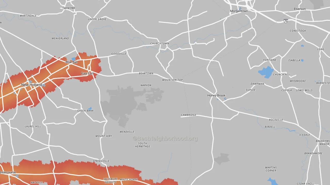 Transit Grade map of Narvon, PA