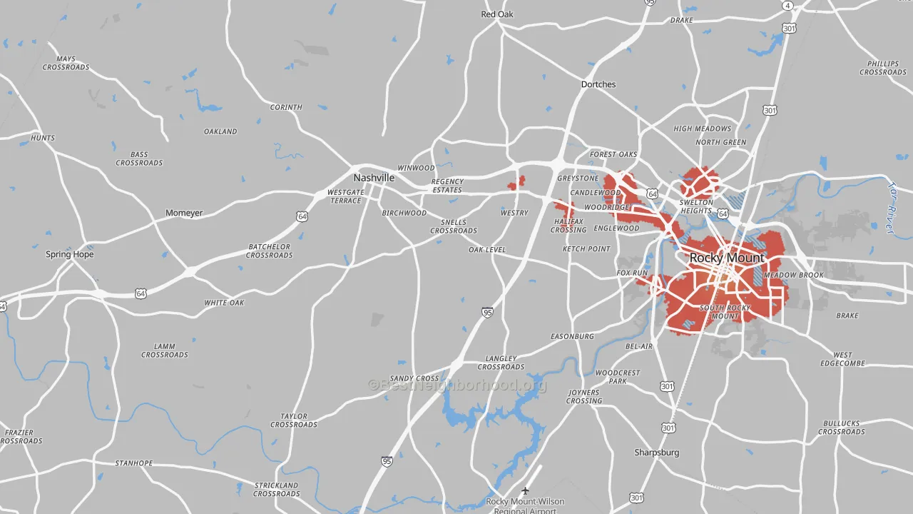 Transit Grade map of Nash County, NC
