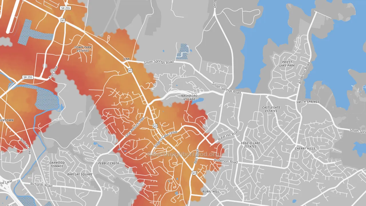 Transit Grade map of Nashboro Village, Nashville, TN