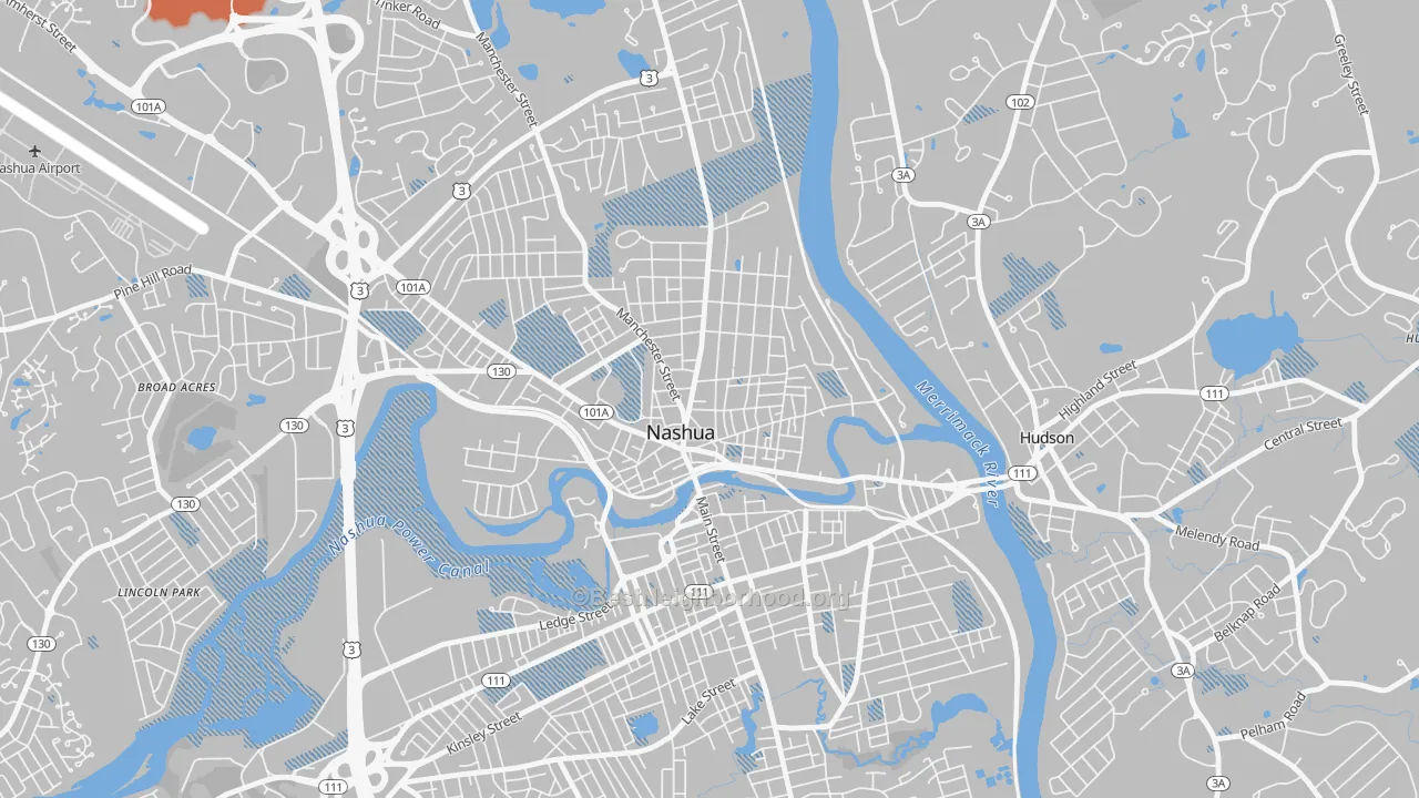 Transit Grade map of Nashua Historic District, Nashua, NH