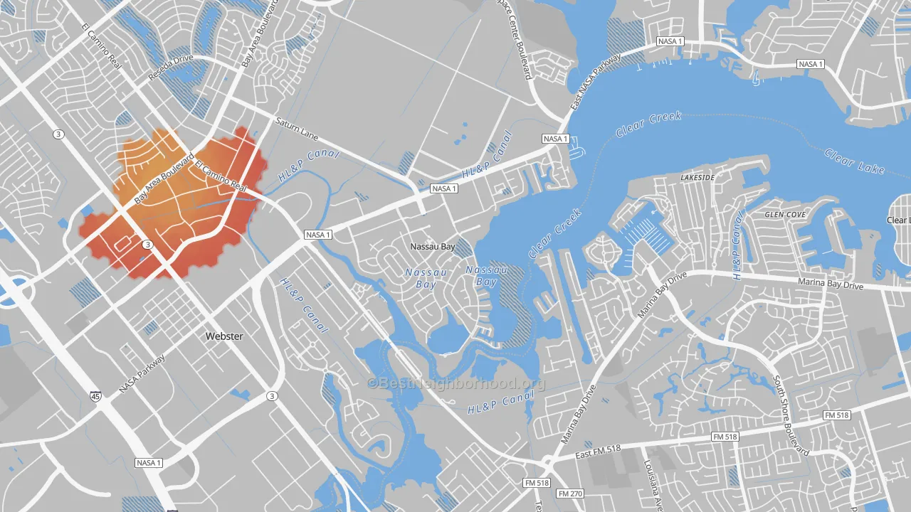 Transit Grade map of Nassau Bay, TX