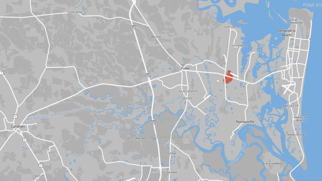 Transit Grade map of Nassau County, FL