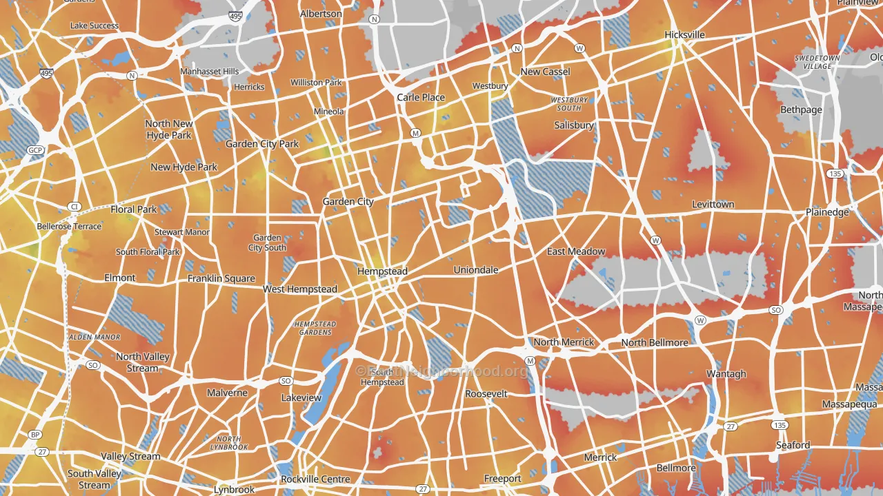 Transit Grade map of Nassau County, NY